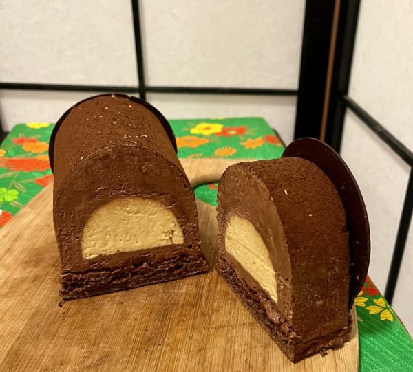 bûche chocolat miso artisanal japonais coupée